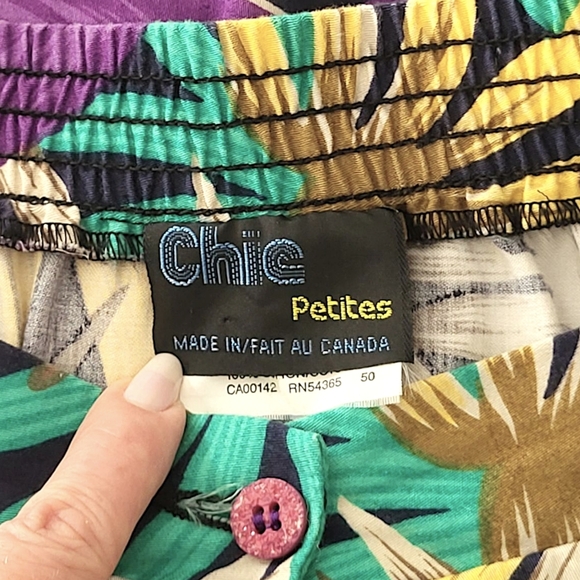 VINTAGE 1980s Navy Tropical Print Cotton Button-Up Midi Skirt - Picture 9 of 9